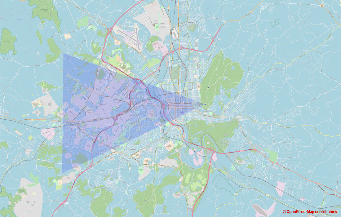 Map of Berks showing camera field of view